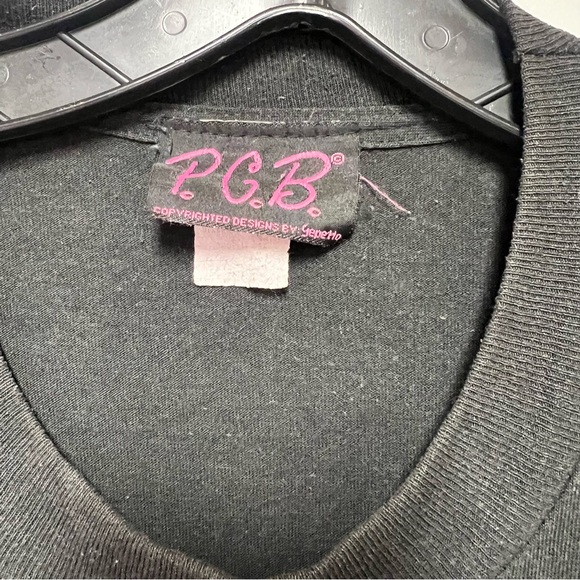 Black ✨ Vintage P.G.B. Rhinestone Art Tee – 90s Designer Celestial Sun Shirt ✨XL - Picture 5 of 10